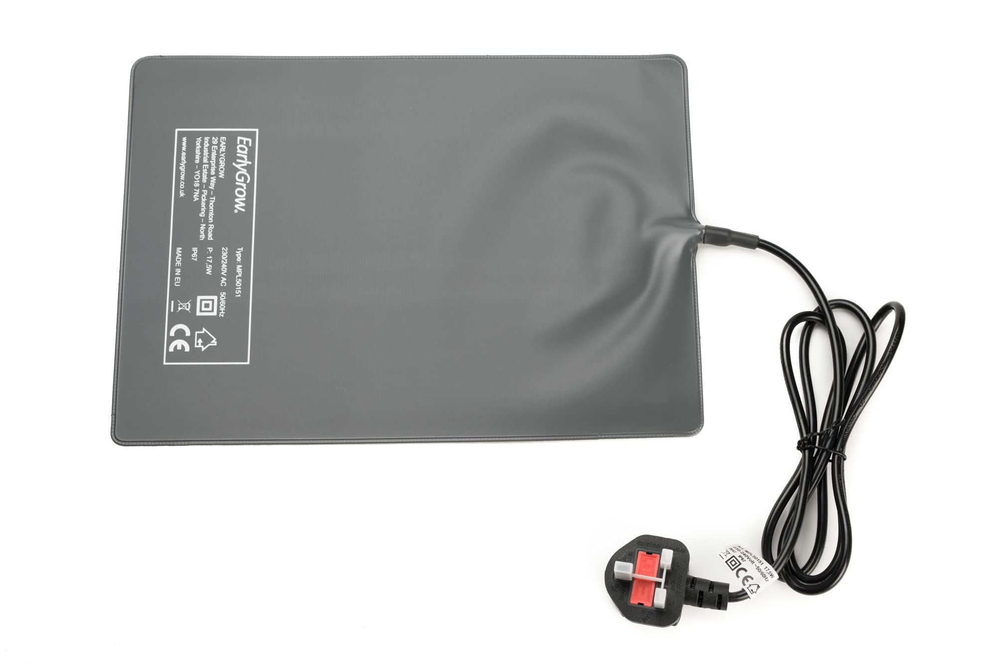 EarlyGrow MPL50151 Tapis de propagateur chauffant en PVC résistant à l'eau pour la germination des graines hydroponiques et la croissance des plantes Taille moyenne 17,5 W 35 x 25 cm