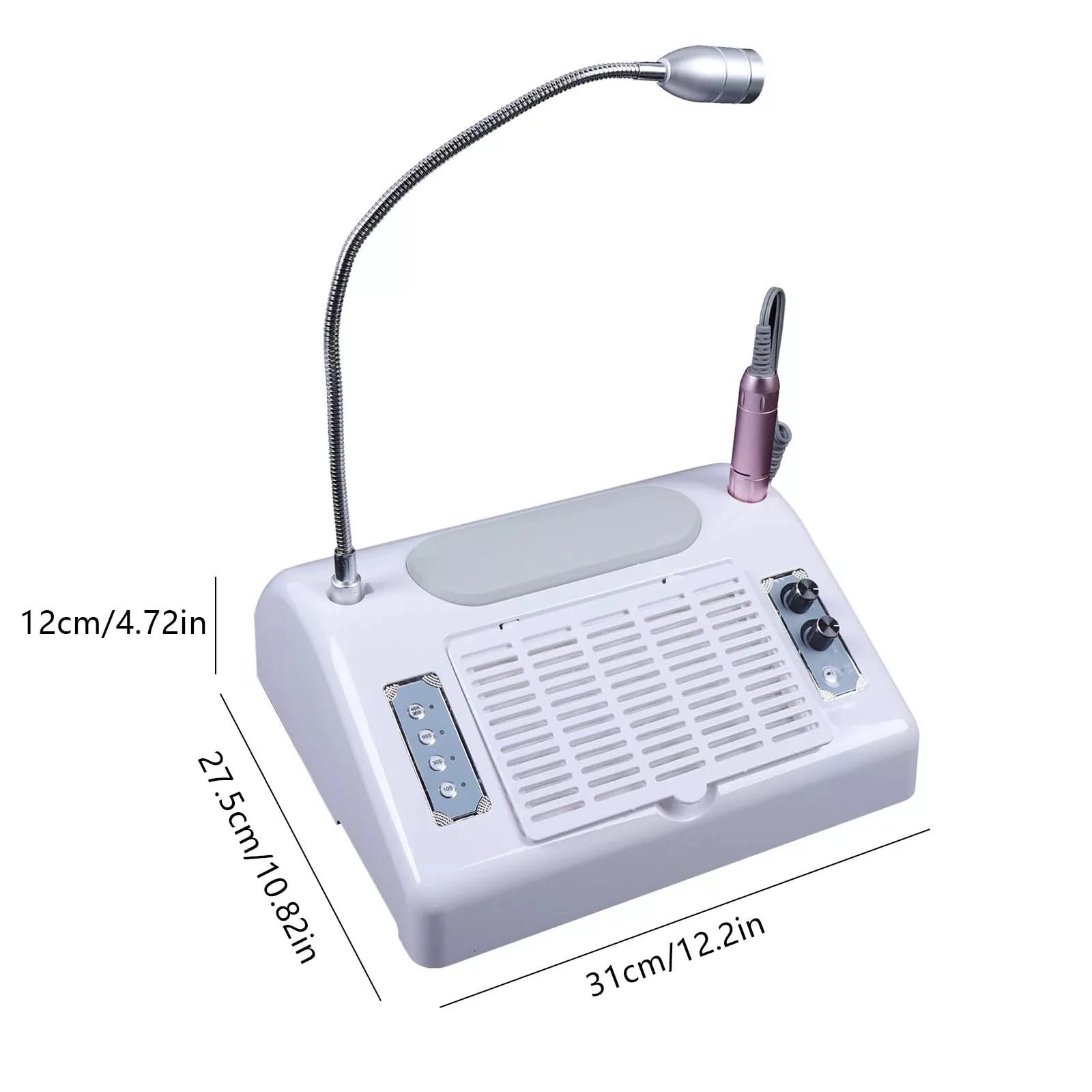 odkurzacz do paznokci, Urządzenie do manicure 5 w 1 z lampą UV LED do paznokci, suszarką, odkurzaczem i pochłaniaczem pyłu do frezarki do paznokci