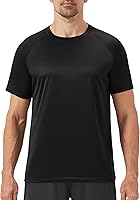 BOOJO Men's Black Quick Dry Moisture Wicking Workout T-Shirt - Crew Neck Short Sleeve Gym Running Athletic Shirt
