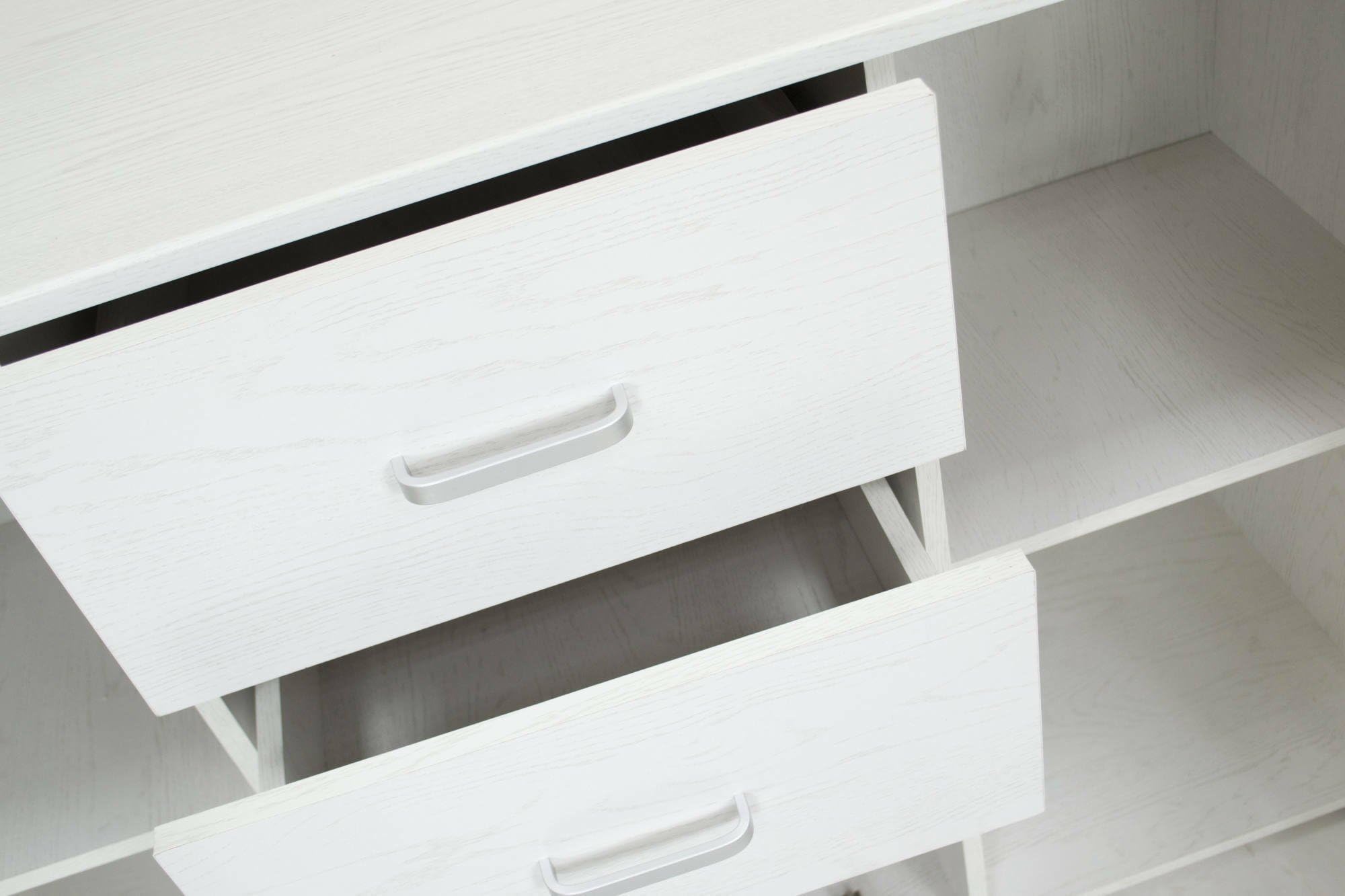 Dmora - Credenza Benidorm, Buffet da soggiorno, Madia da salotto, Credenza moderna a 3 ante e 2 cassetti, 120x40h83 cm, Grigio