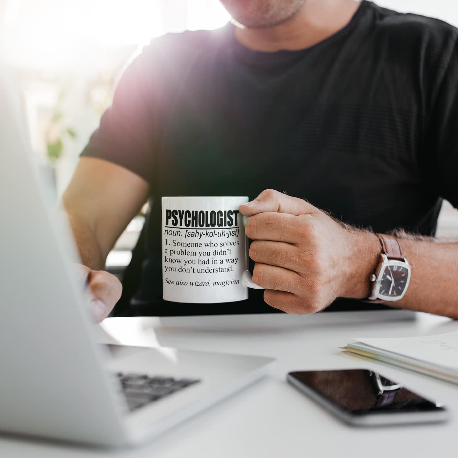 McMug - Psychologist Definition - Funny Psychology Mug, Ceramic, 11fl.oz, White - Image 3