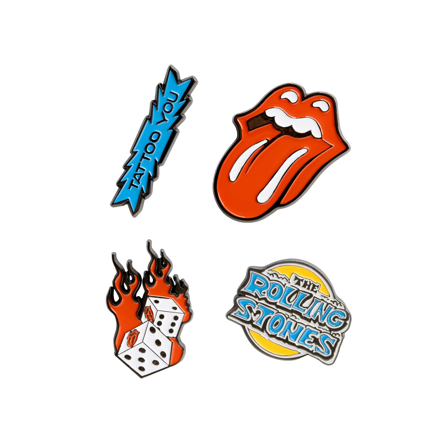 Grupo Erik The Rolling Stones Set of 4 Enamel Pins - Merchandise, Gifts