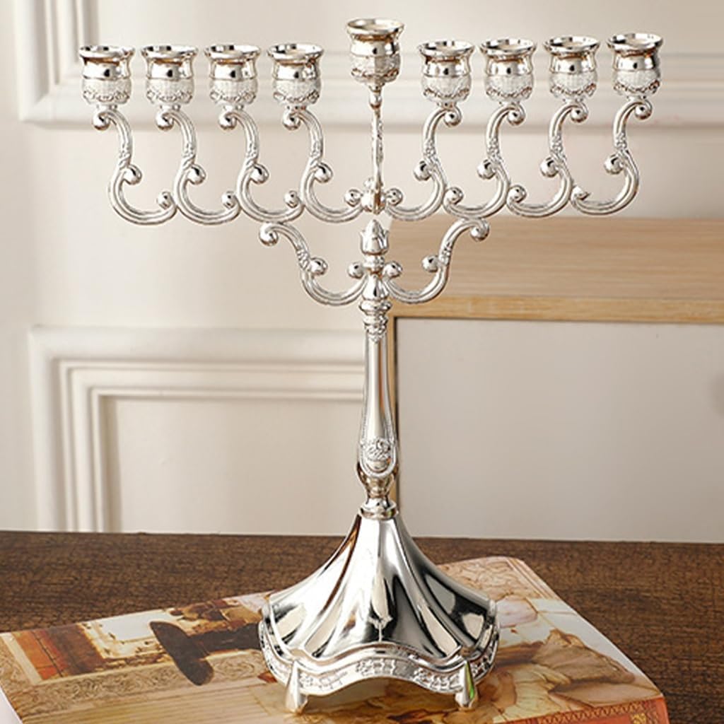 9 Branch Hanukkah Candle Stand Artistic Candle Holders Elegant Jewish Menorah for Home and Festives Dining Party Decors