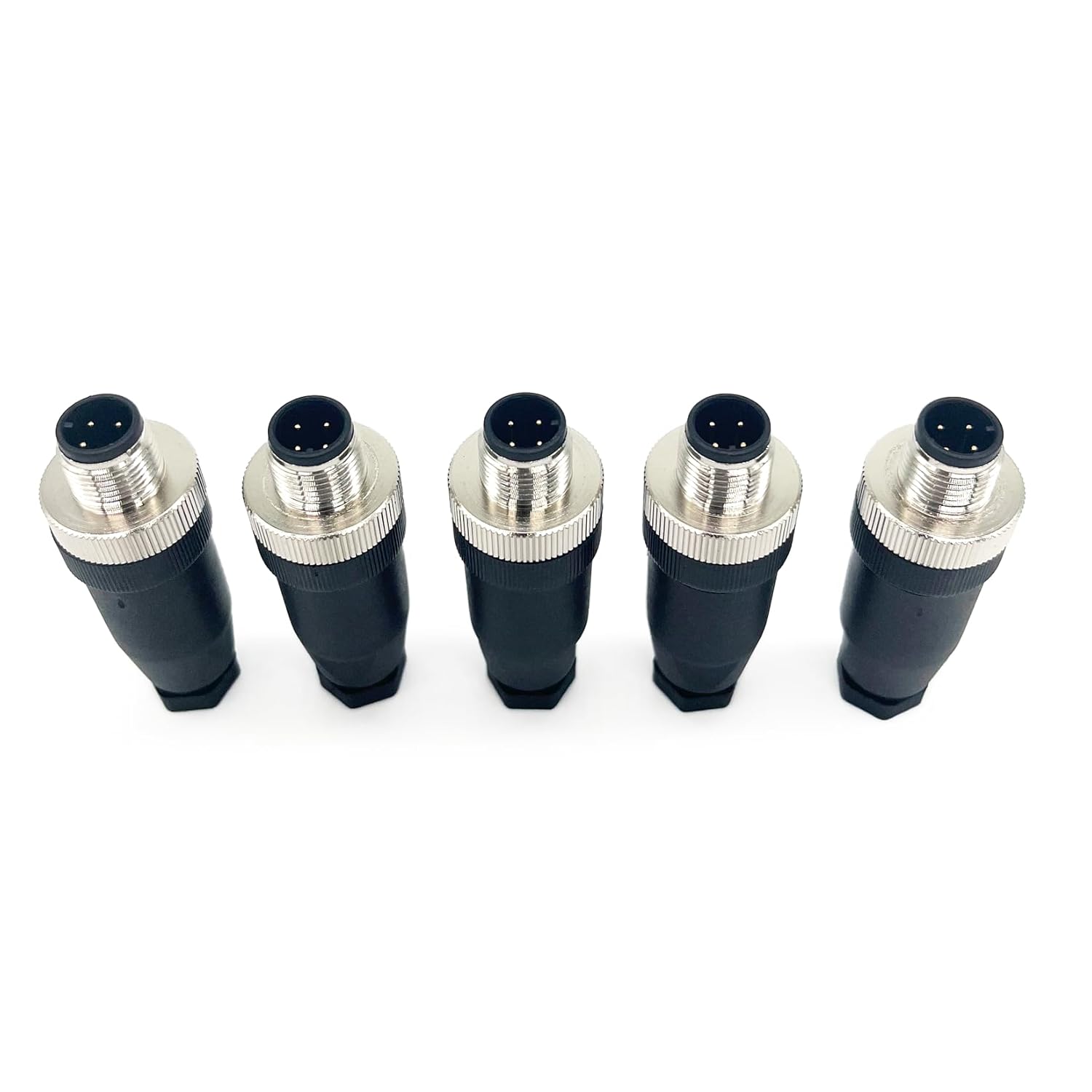 5PCS M12 4Pin Male A-Code Straight Circular Sensor Aviation Connector Industrial Plug Connector,Unshielded Quick-Assembly Screw Wire Termination Waterproof Connector IP67 Rated:4A,250V