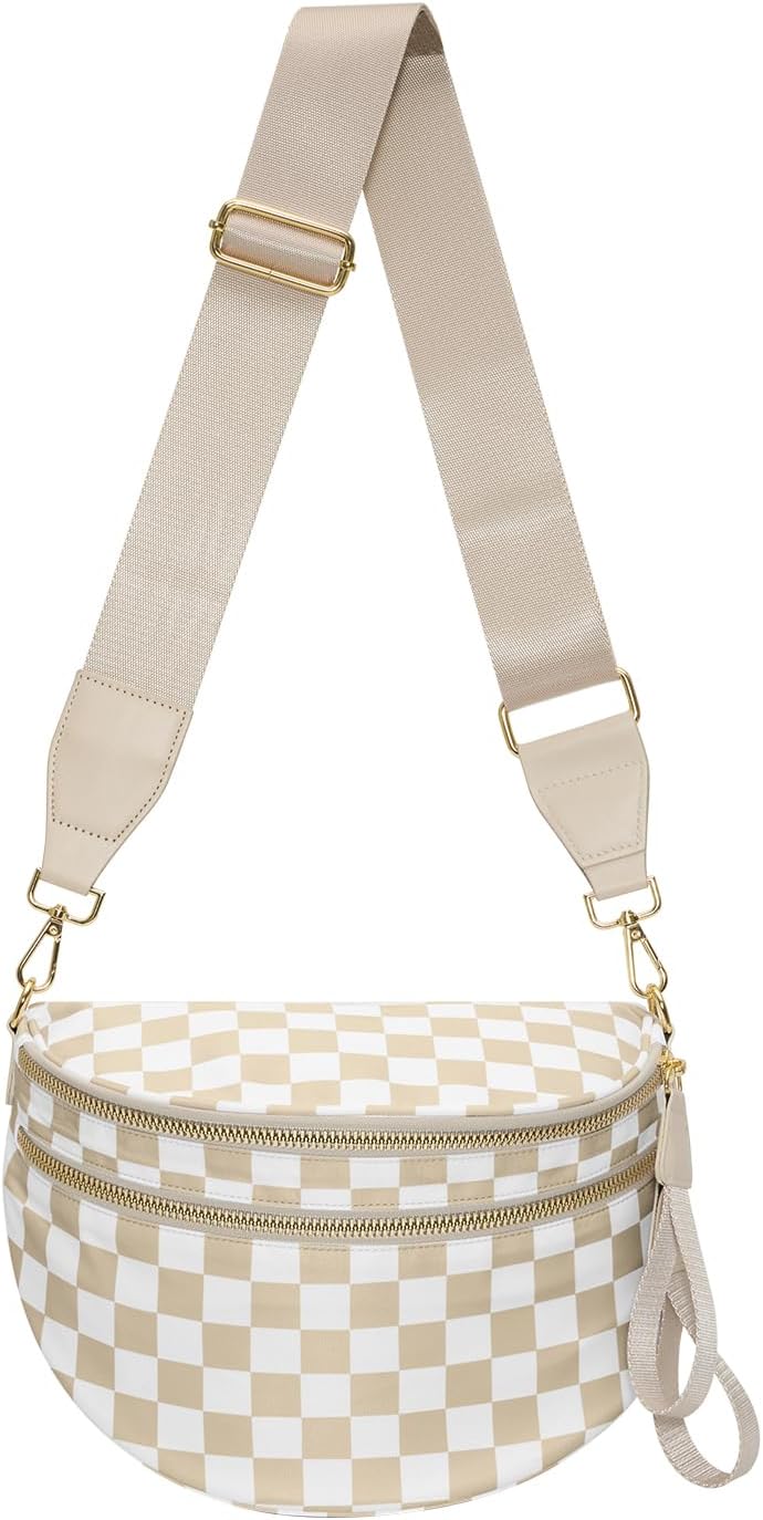 Bum Bag Crossbody Bags for Women Travel Checkered Crossbody Bag