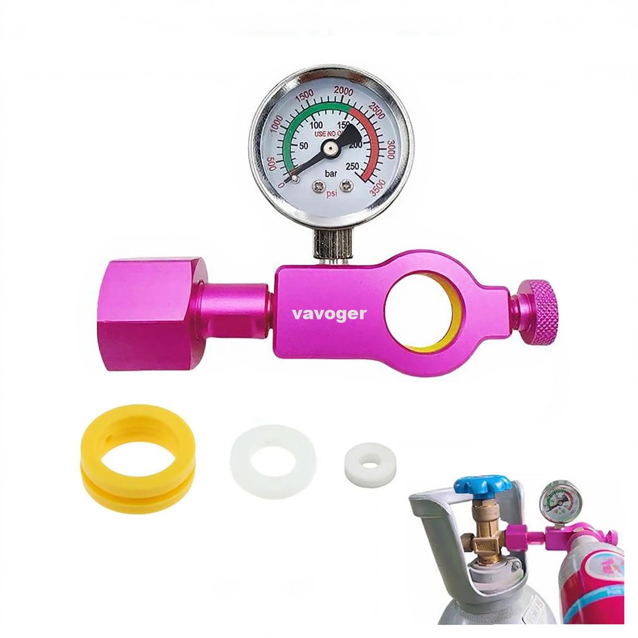 Soda Co2 Refill Adapter with Big Pressure Gauge for Pink Co2 Cylinder,Soda Co2 Exchange Carbonator Fill Station Compatible with DUO Terra Art Soda Co2 Tank,Red
