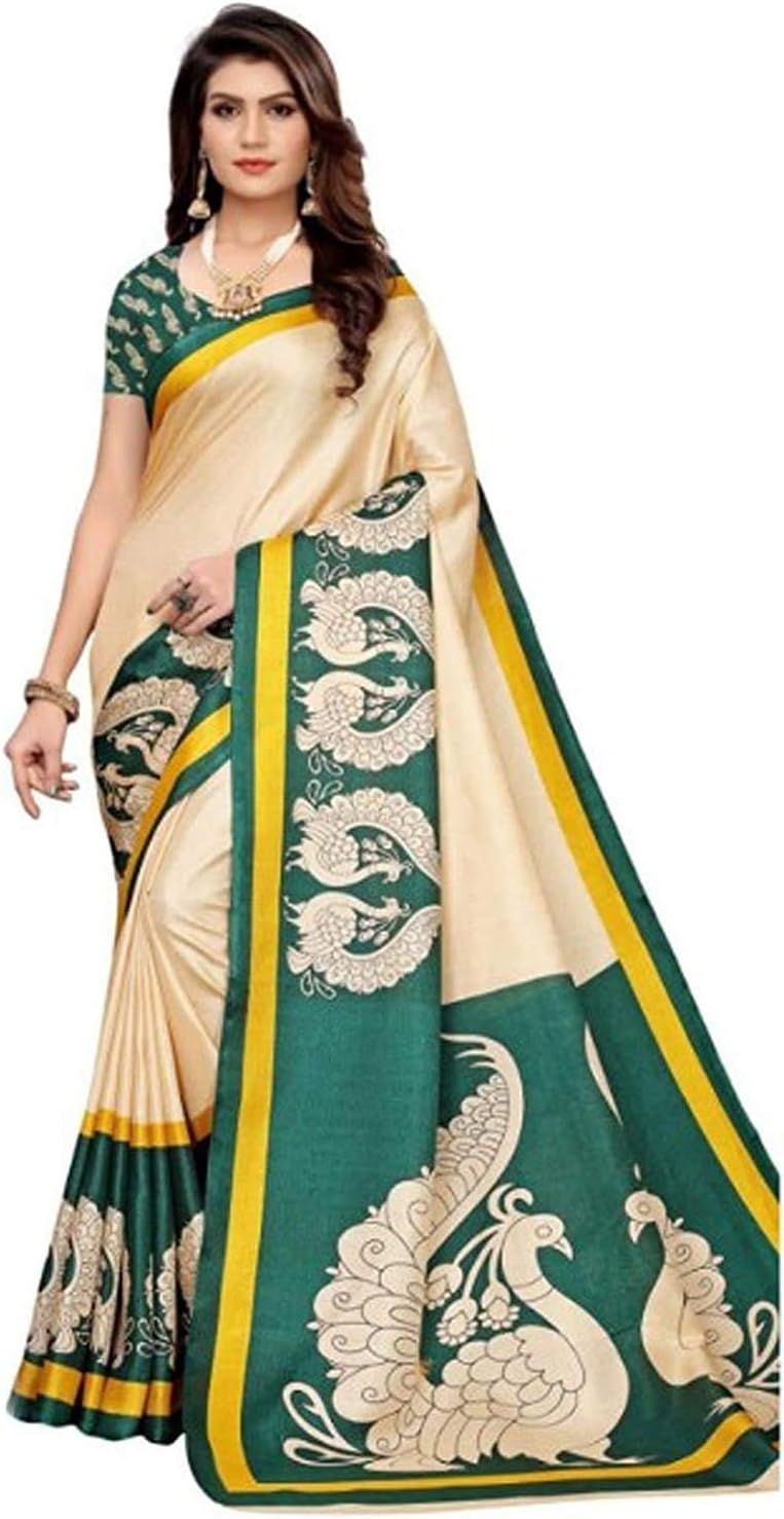 Women's - Khadi Silk Sarees- Multicolour- 6 Meters- Ditya 3 (Green)