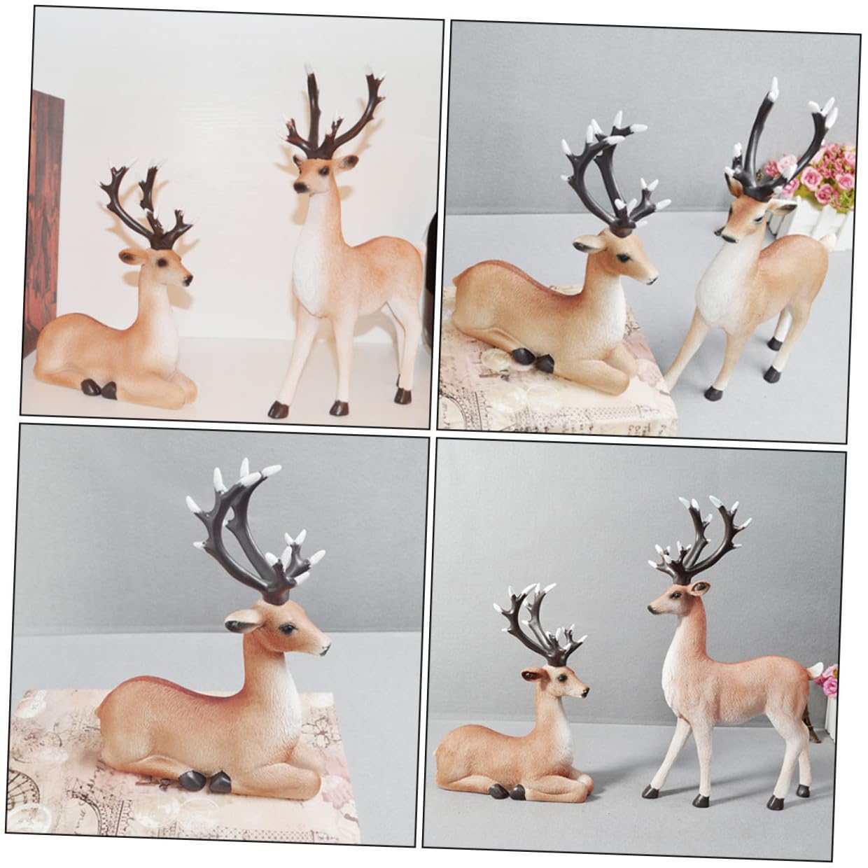 Elchfiguren aus Kunstharz Tischdeko Elch Tier-Ornament Dekoration für Zuhause und Büro Geschenkidee für Naturliebhaber