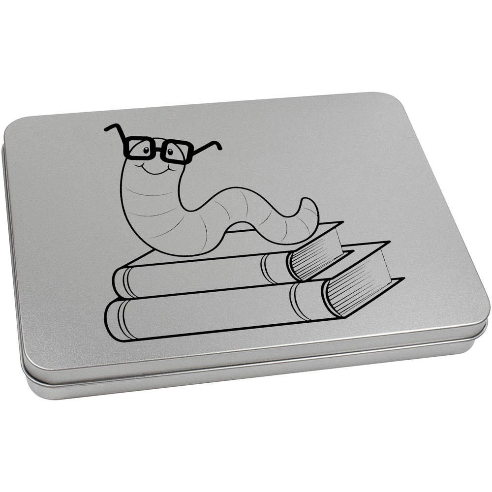 Azeeda 220mm 'Book Worm' Metal Hinged Tin/Storage Box (TT00053245)