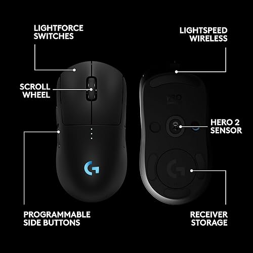 Miniatura 6 de Logitech G PRO 2 Lightspeed - Mouse inalámbrico para juegos, para diestros o zurdos con hasta 4 botones laterales magnéticos personalizables y Negro