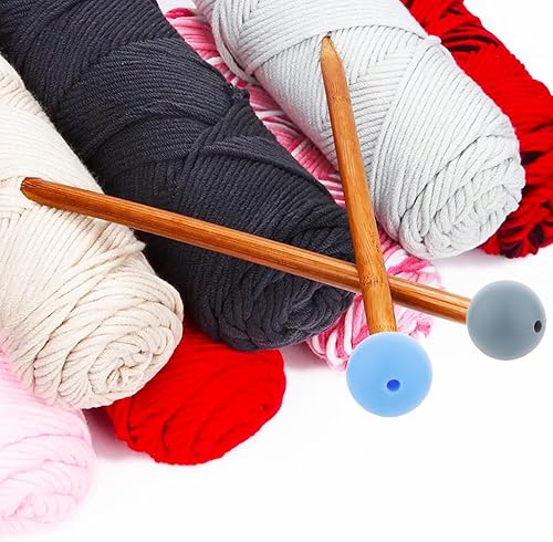 Miniatura 2 de 12 tapones de aguja de tejer de cuentas, de silicona de forma redonda, protectores de puntos, cubierta de punta de aguja, herramienta de tejer para