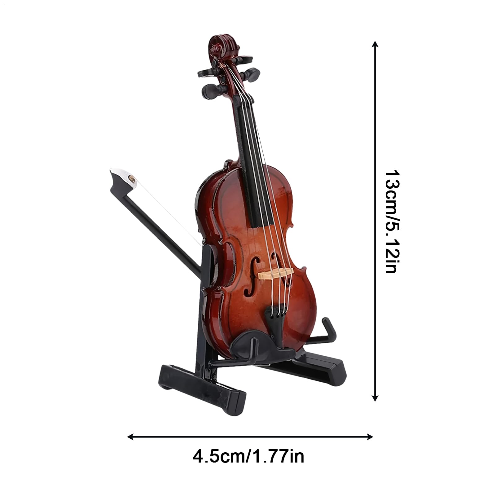 Generisch Violino in miniatura in legno con supporto, mini strumento musicale con supporto, modello da collezione, decorazione per casa delle bambole, soggiorno, camera da