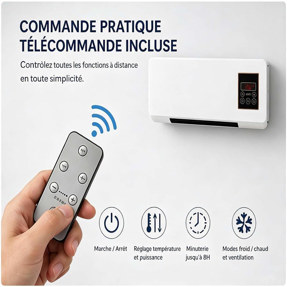 Portable Climatiseur Ventilateur, Climatiseur Mural Sans Évacuation, Sans Perçage, Gain De Place, Pour Rafraîchir Et Chauffer (Style A)