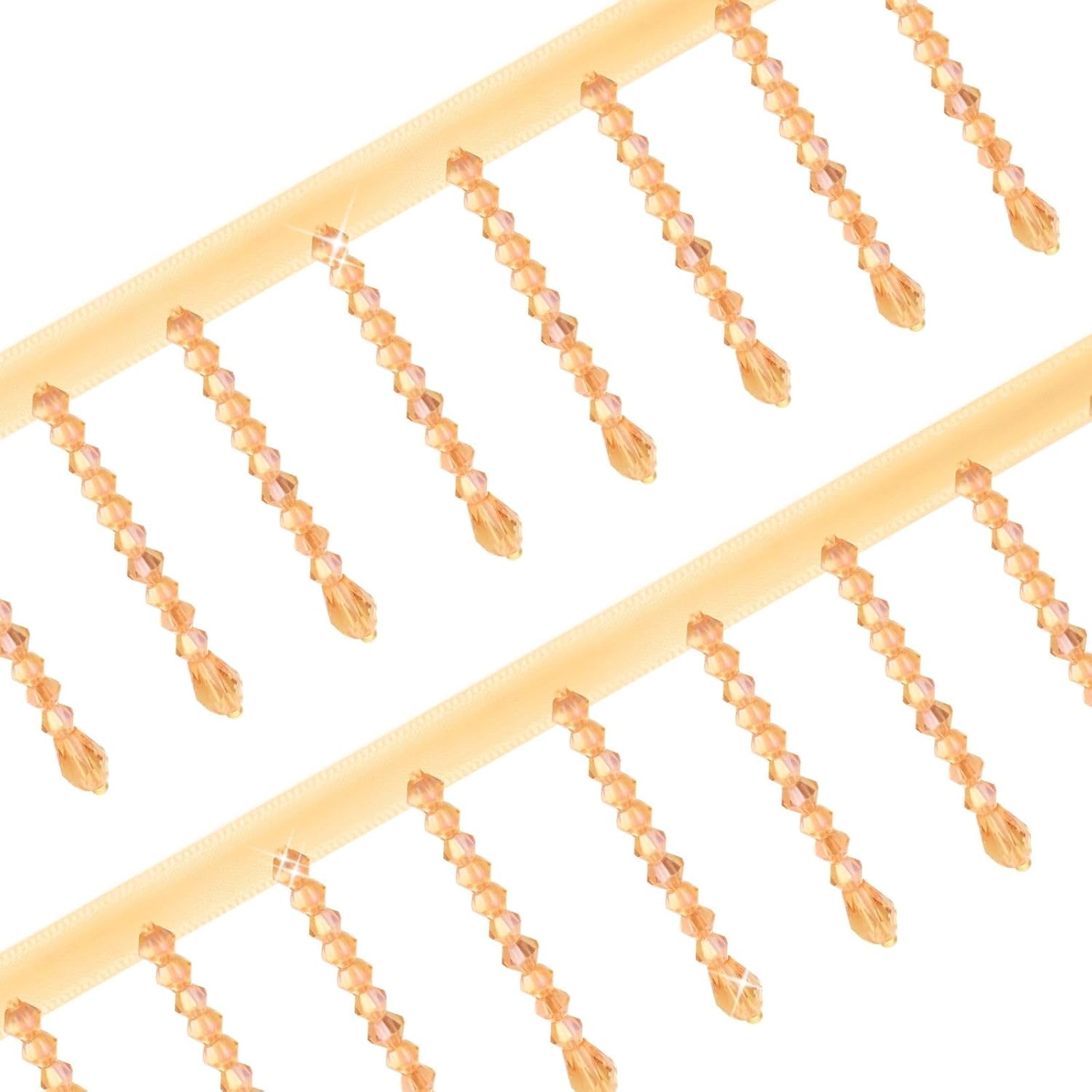 Bijou Joon 9.5 Yards White Beaded Fringe Trim Lace Irregular Bead Fringe Rhinestone Beaded Tassel Trim for Sewing Lamp Curtain DIY Clothing Crystal Ribbon Decoration