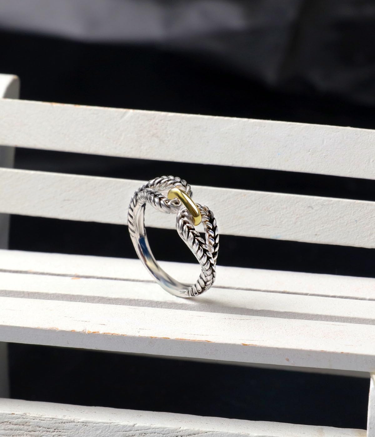 Designer Inspired Two Tone Crossover Band Ring Fashion Twisted Eternity Cable Rings for Women Gift - Image 3