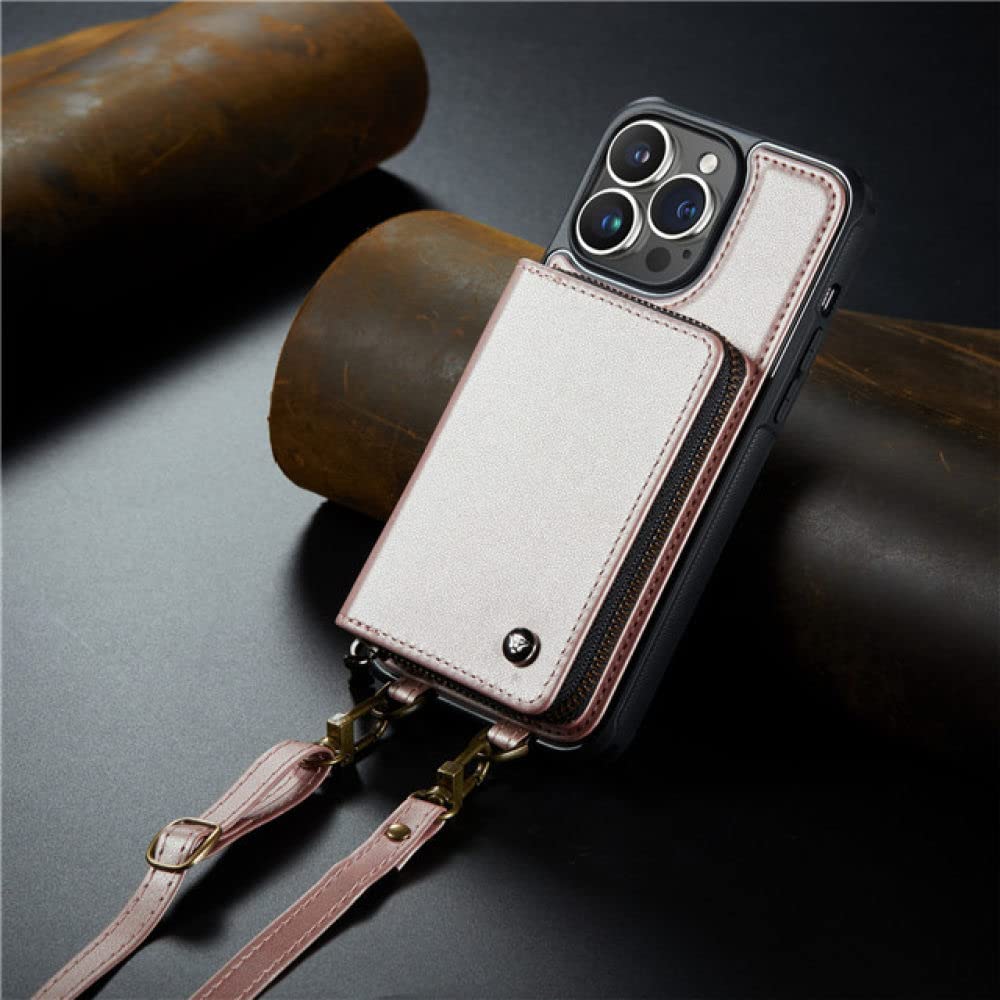 Étui de téléphone en cuir pour iPhone 13 protégeant des chutes avec cordon - 8