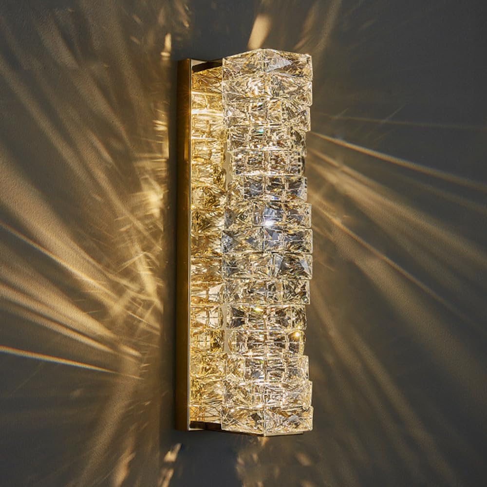 Granestner LED Wall Sconce Crystal Wall Light Postmodern Vanity Wall Lamp Fixture Stainless Steel Sconces Wall Lighting Indoor for Living Room Bedroom Home Decor Wall Mount Lights