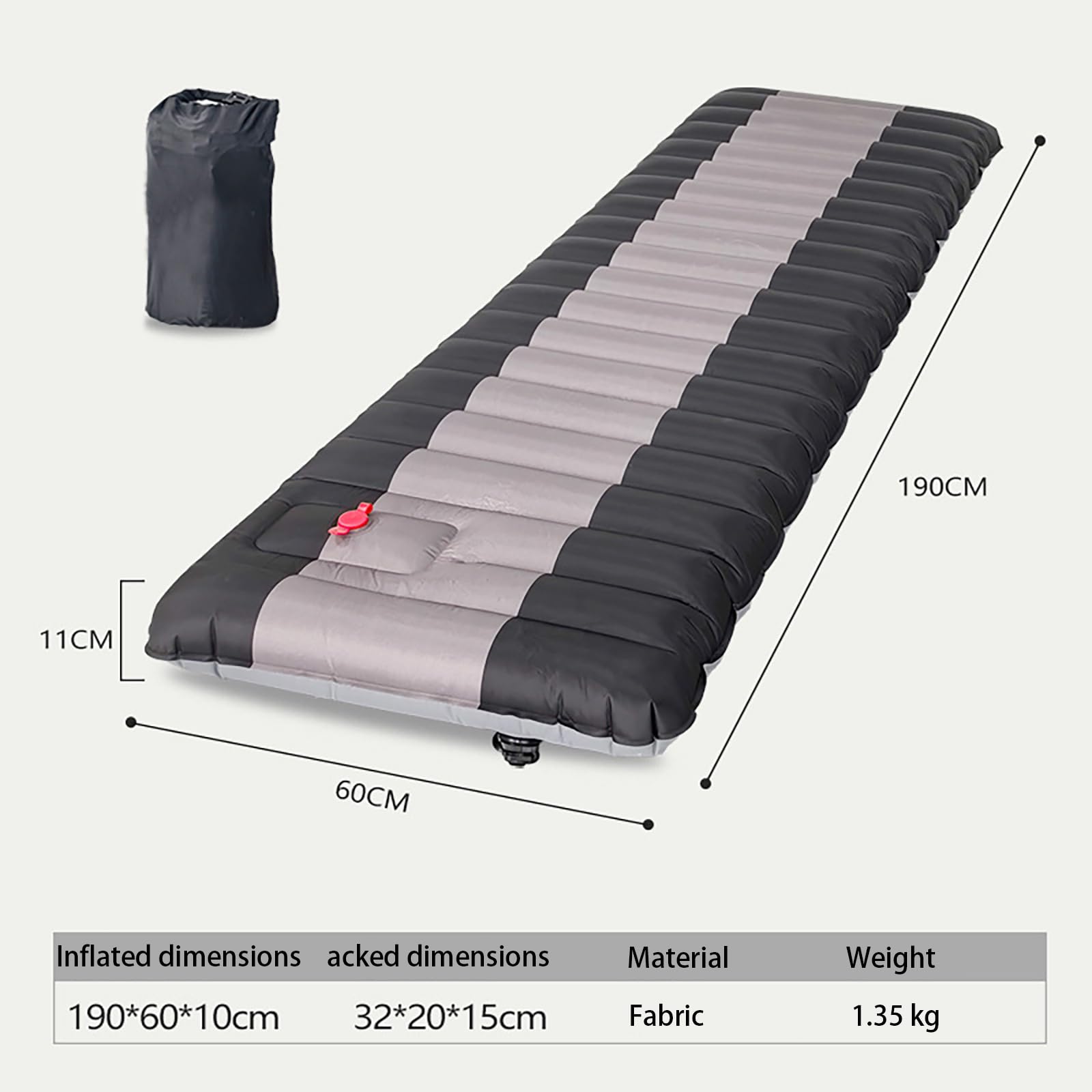 Esterilla De Camping, Colchón De Aire Autohinchable Y Grueso con Bomba De Pie Integrada; Modelo Individual, Compacto Y Ligero para Uso En Exteriores
