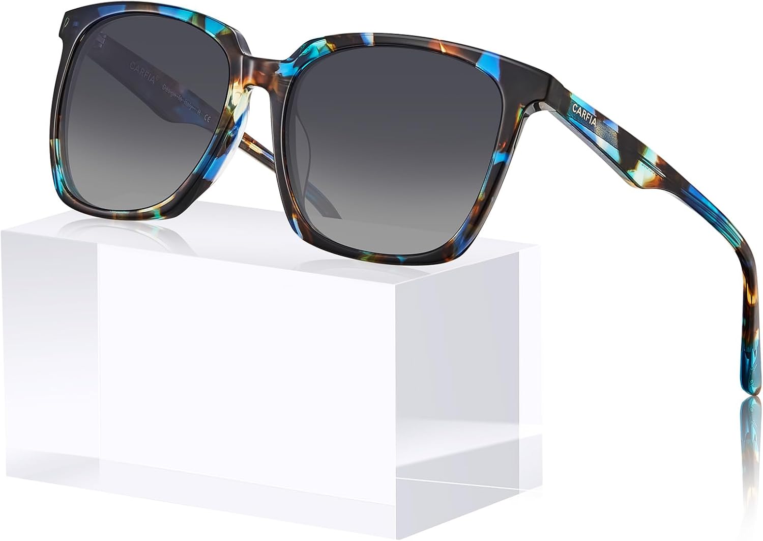 CARFIA Square Polarized Sunglasses For Men - Retro Acetate UV400 Protection