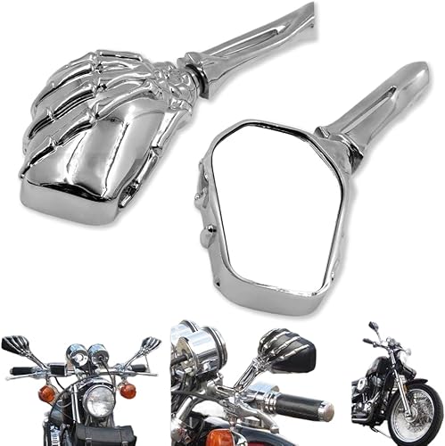 SMT-Espejo de mano de esqueleto de calavera negro compatible con Suzuki Gsxr Hayabusa Cruiser Yamaha Honda B00RW3HPXI