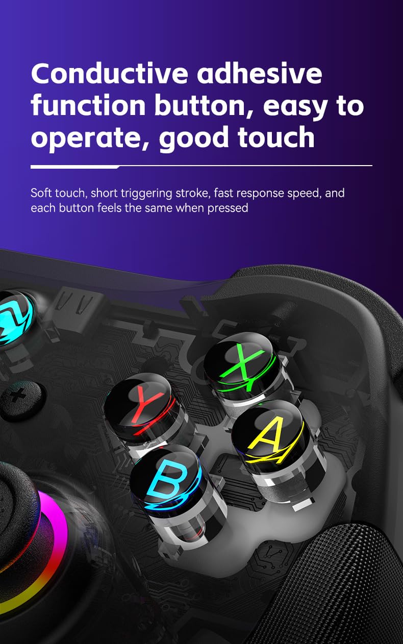 Megadream Wireless Gaming Controller for Switch/IOS/Android/PS4, Dual Shock Gamepad Joystick Support Turbo, Macro,Gyro Axis, Wake-Up, Hall Effect Joysticks, Support Streaming on PS5/Xbox/PC (Black)