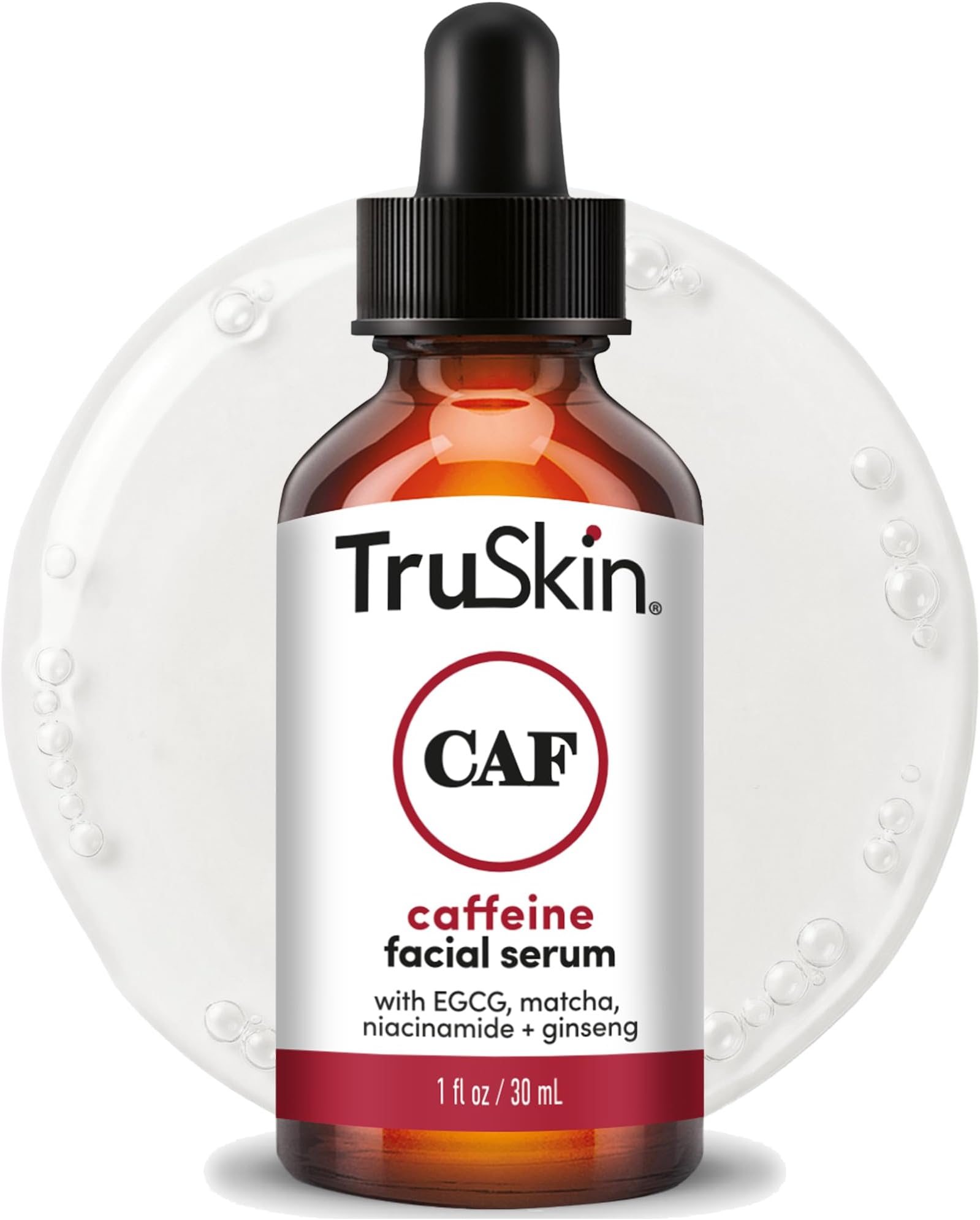Caffeine Face & Eye Serum – Energizing 5% Caffeine Serum with EGCG Niacinamide Matcha and Ginseng – Improve Look of Under Eye Dark Circles and Puffiness, 1 fl oz
