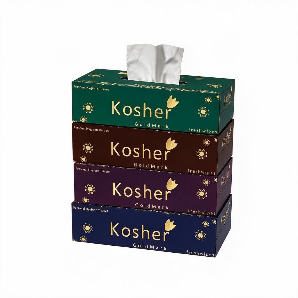 Kosher Goldmark Facial Box Tissue | 2 ply, 100 pulls each | Pack of 4 (total 400 pulls)-image-25