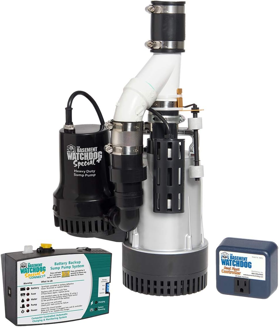 American Fluorescent Bw4000 1730 Gallons Per Hour Basement Watchdog Combination Primary and Back-Up Pump System
