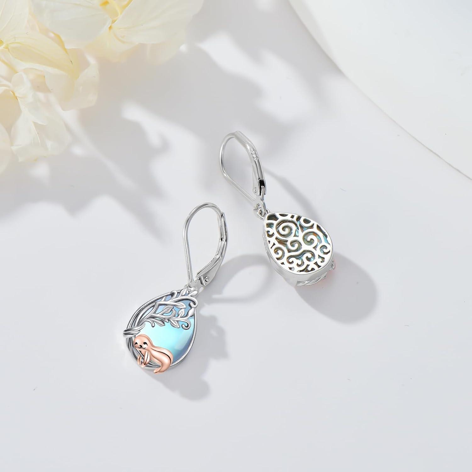 Tree of Life/Filigree/Shamrock Earrings 925 Sterling Silver Moonstone Dangle Drop Earring Jewelry Christmas Birthday Gifts for Women Wife - Image 2