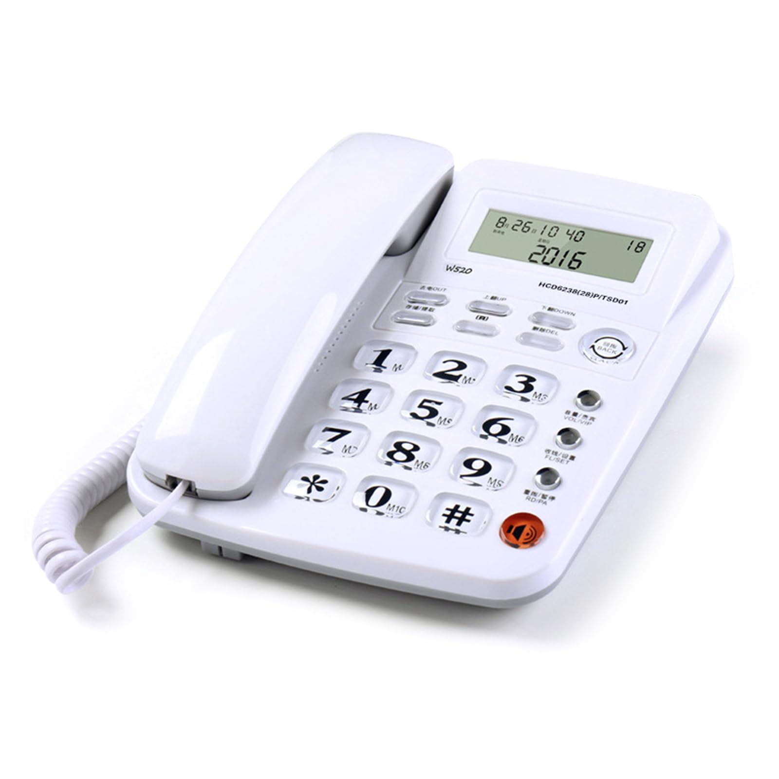 Telefono fisso per casa e ufficio con alloggiamento in plastica anti goccia, display chiamante, funzione vivavoce, facile comunicazione, alloggiamento anti goccia, display chiamante, funzione