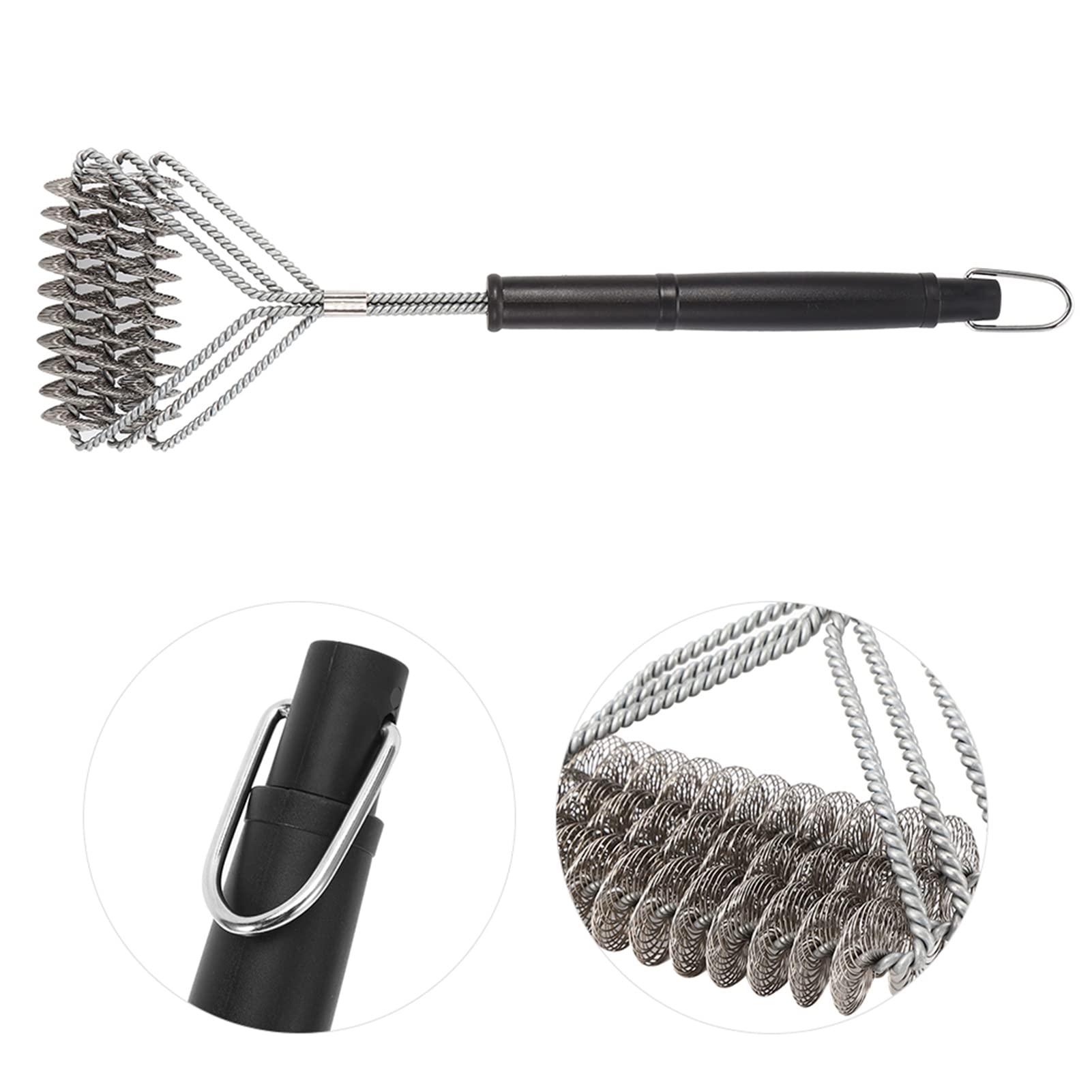 Szczotka do czyszczenia grilla, solidny drut stalowy z ergonomicznym uchwytem, narzędzie do czyszczenia grilla do różnych grilli i biwakowania, niezbędne akcesoria do grillowania
