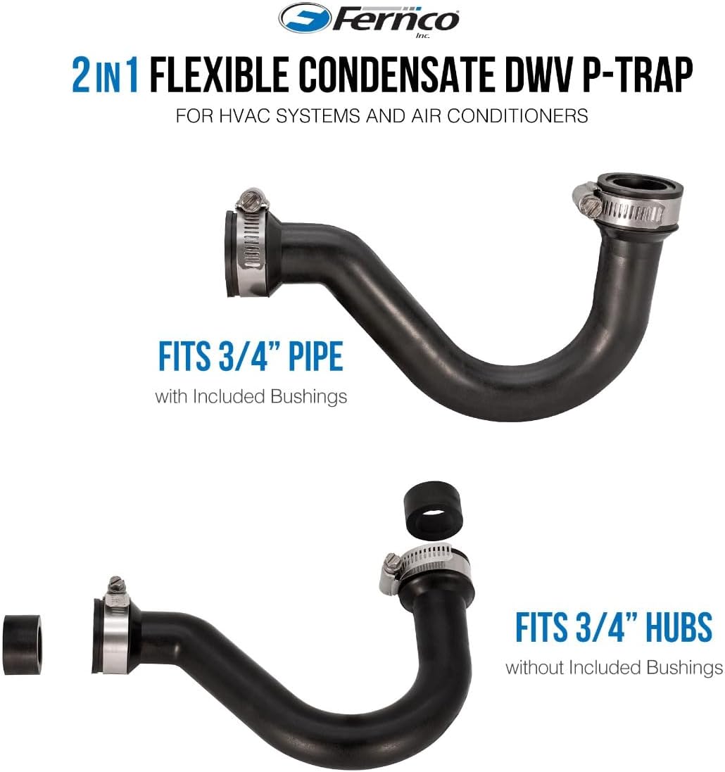 Fernco 3/4 Inch Flexible PVC Condensate Trap for HVAC Systems and Air Conditioners