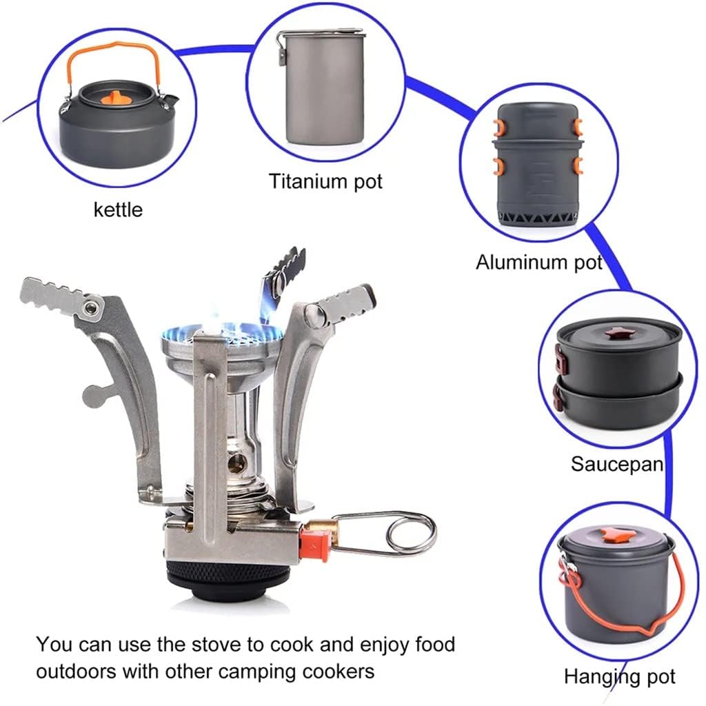 Mini estufa portátil de gas para camping – Hornillo camping gas butano de 3000W con encendido piezoeléctrico, ultraligera y plegable, ideal para senderismo, picnic y viajes al aire libre