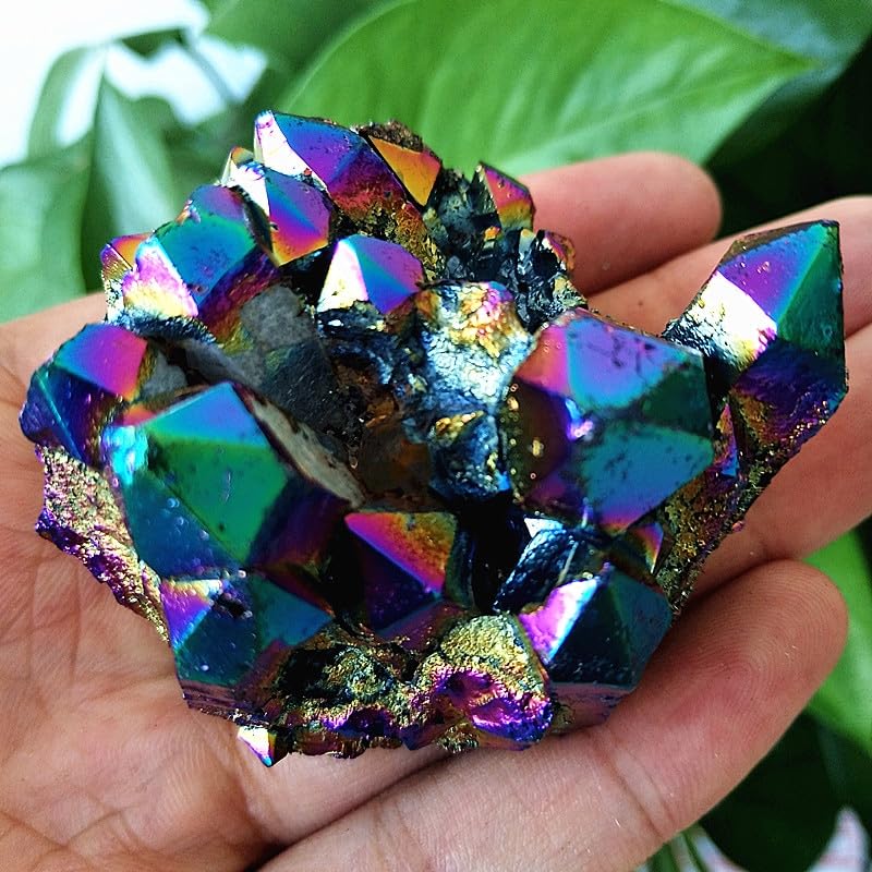 紫水晶。エメラルド。【綺麗な鉱石となります。お部屋のインテリアとかに如何ですか】 Amazon.co.jp: 天然電気メッキ 7 色クリスタルクラスター鉱石