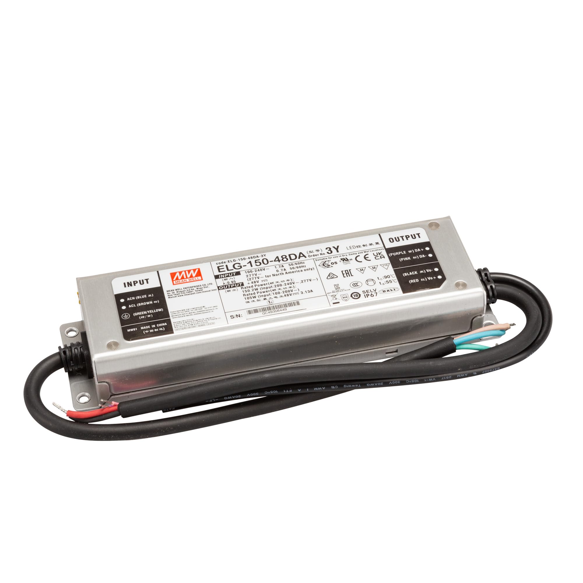 Mean Well ELG-150-48DA-3Y LED-Trafo, LED-Treiber Konstantspannung, Konstantstrom 150.2W 3.13A 24-4