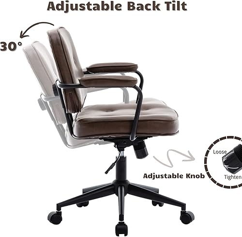 Miniatura 6 de HEAH-YO Silla de escritorio moderna para oficina en casa, silla de escritorio para computadora de altura ajustable con ruedas y brazos, silla
