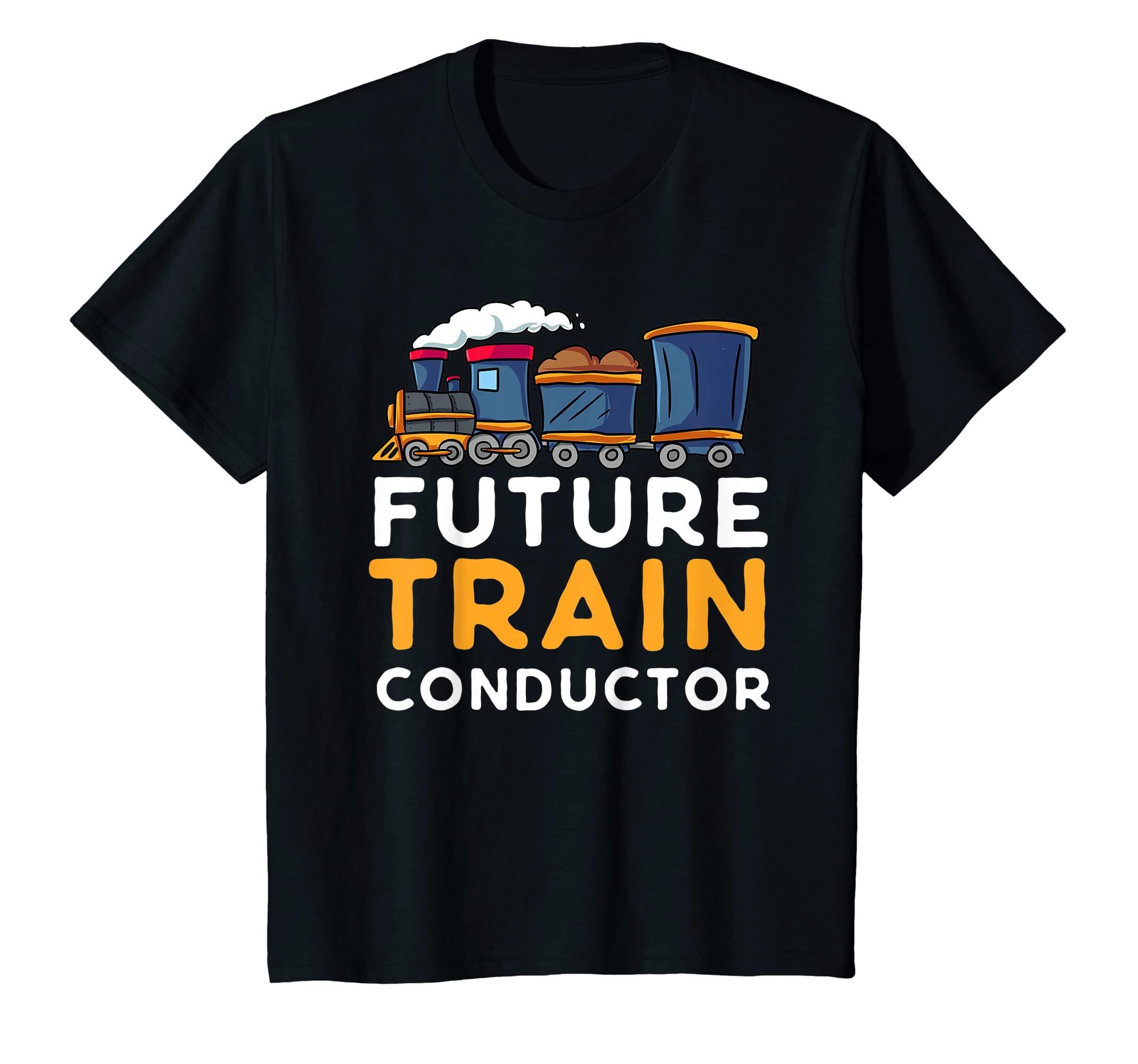Steam Engine Gift for Toddlers Kids Future Train Conductor T-Shirt, Black