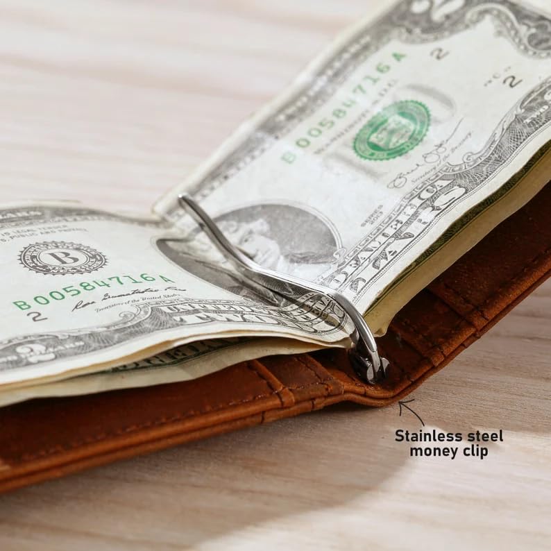 Blocking Slim Bifold Wallet for Men | RFID Personalized Leather Wallet Gift for Husband or Boyfriend | Engraved Slim Wallet with Money Clip3