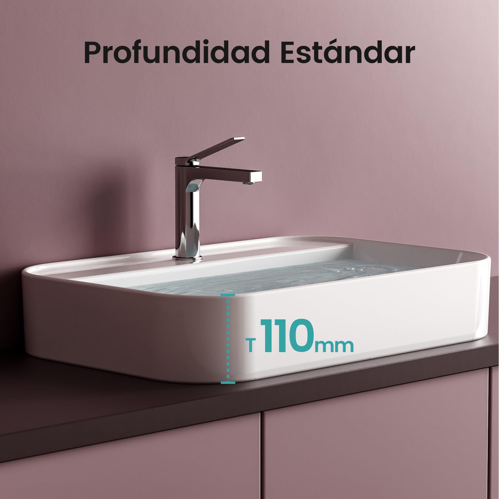 EMKE Lavabo rectangulaire - Lavabo pour salle de bain et toilettes d'invité - 40 × 40 × 11 cm, lavabo en céramique, blanc