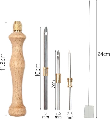 Miniatura 4 de Juego de agujas perforadoras portátil para adultos, con guía de alambre, adorno de bolígrafo de bordado, 0.197 in, 0.098 in, 0.138 in, herramienta
