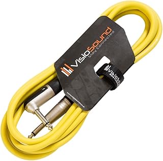 Cable de Guitarra 6.35mm 1/4" Mono Jack-Jack Acodado/Cable instrumento / 6 Colores 3m Amarillo