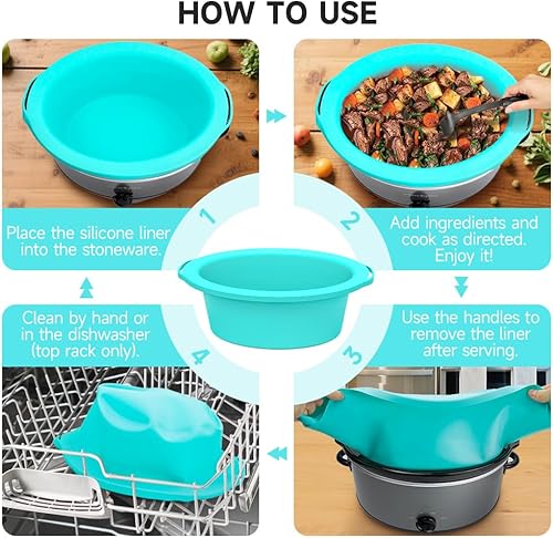 Miniatura 7 de ChefAid - Revestimientos para olla de cocción lenta, 100% silicona reutilizable, accesorios para ollas de cocción lenta, ovaladas o redondas, aptos