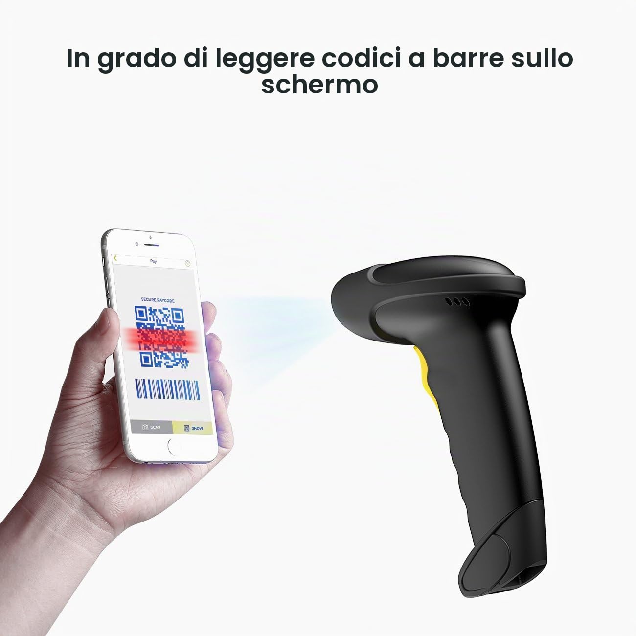 Inateck Barcode Scanner 2D Bluetooth, Wireless QR Code Scanner, 2D Imager mit 2000 mAh Akku, 1 Ladung 30 Tagen Dauerbetrieb, BCST-50