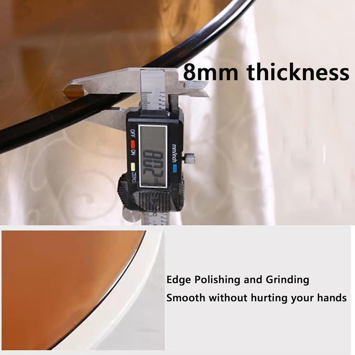 Round Tempered Clear Glass Table Top - 8mm Thick with Flat Polish Edge, Tempered Glass Table Top Tea Color Glass Table Top Multipurpose Countertop for Living Room Patio Table Tops ( Size : 68CM )