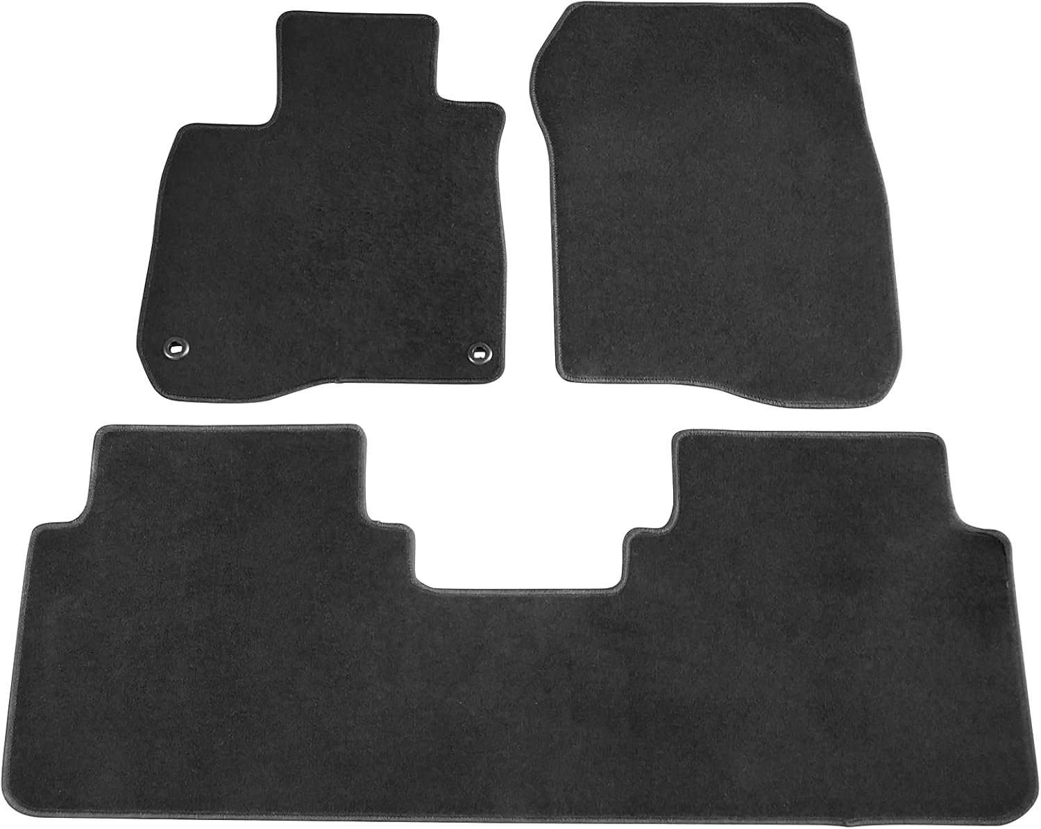 IKON MOTORSPORTS, Floor Mats Compatible with 2017-2022 Honda CR-V, Black Nylon Carpet Front & Rear 3PC Set, 2018 2019 2020
