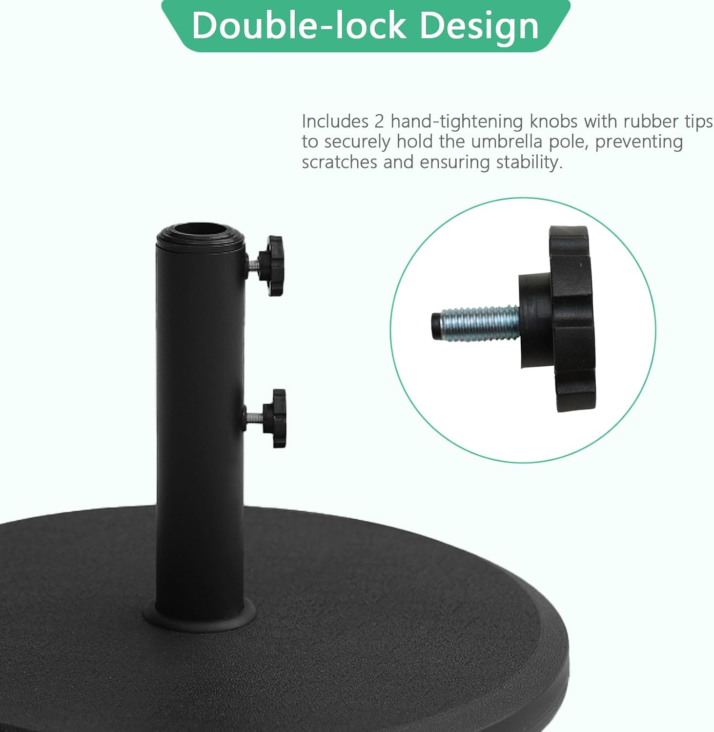 Helios&Hestia 29 lb Round Plastic Built-in Cement Outdoor Umbrella Base, Heavy Duty Concrete Stand Weight for Patio Market Table Umbrella, Black