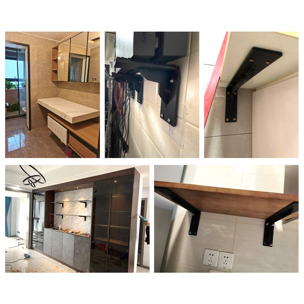 Soportes para estantes Triangulares de ángulo Recto de Hierro Resistente para Pared, Lavabo de Cocina, baño, Banco de Trabajo Industrial, Soportes para estantes de encimera de mármol, Carga máxima: