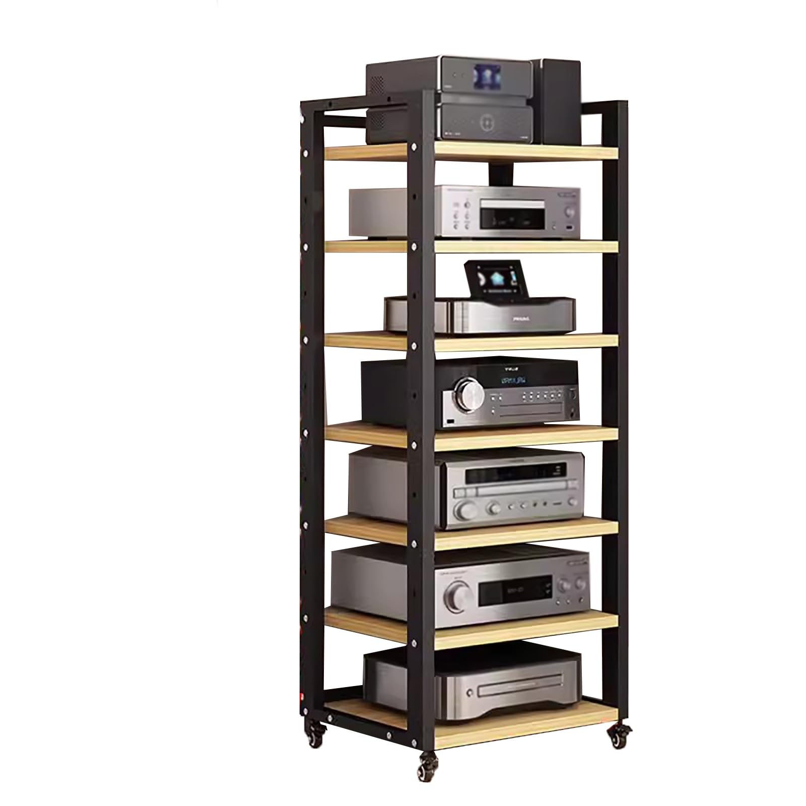 Meuble hifi à 7 niveaux rouge pour platine vinyle et console