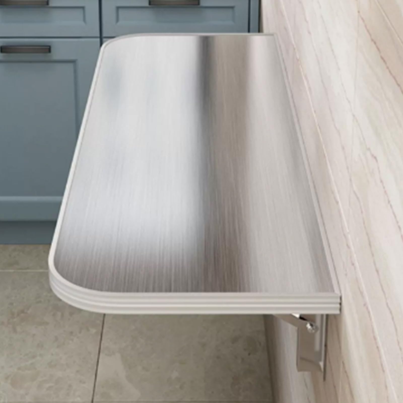 Table pliable à fixation murale design haut de gamme en acier inoxydable brossé