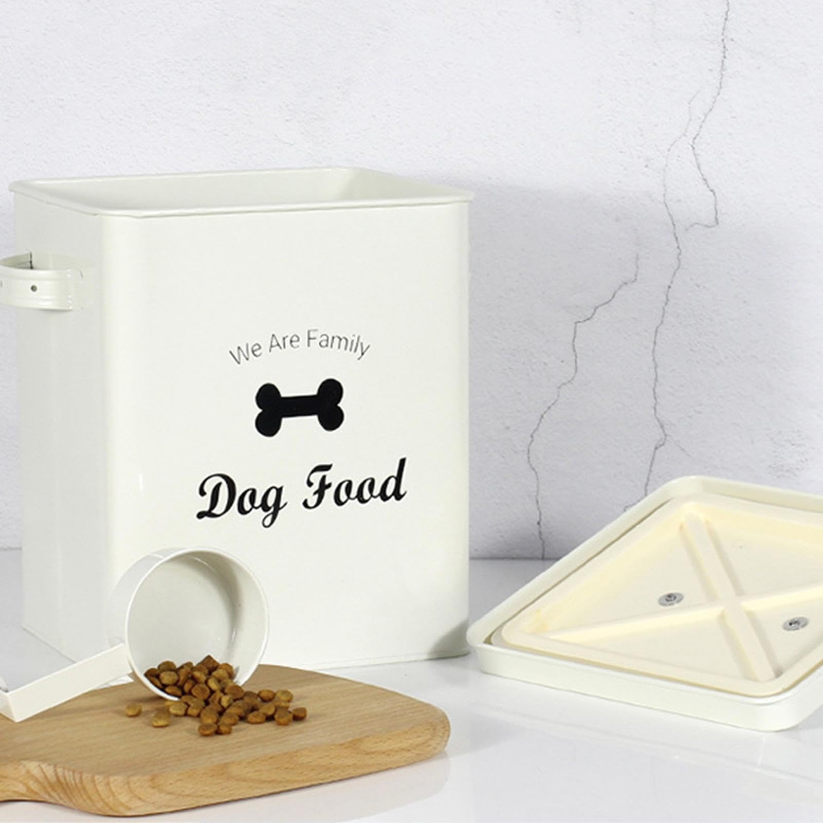 Contenitore per alimenti per animali domestici, 23 x 20 x 18 cm | (capacità di 3 kg) Contenitore in latta ermetico salvaspazio con coperchio, contenitore per cani da lavoro,